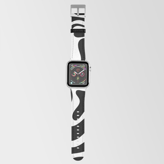 Liquid Swirl Abstract Pattern in Black and White Apple Watch Band