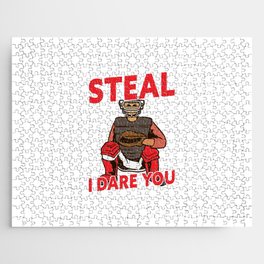 Steal I Dare You Baseball Catcher Jigsaw Puzzle