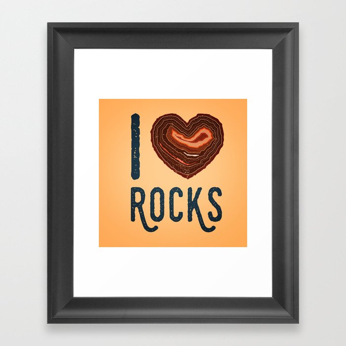 I Heart Rocks - North Shore Agate Hunting Club print v2 Framed Art Print