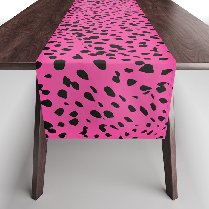 Pink Cheetah skin spots. Animal print  pattern design. Digital Painting Illustration Background Table Runner