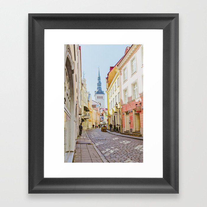 Pastel Streets of Tallinn, Estonia Framed Art Print