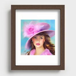 Pink and Purple Derby Feather Hat Recessed Framed Print