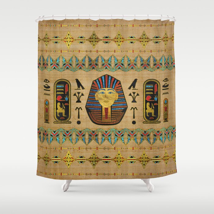 Egyptian Sphinx Ornament on papyrus Shower Curtain