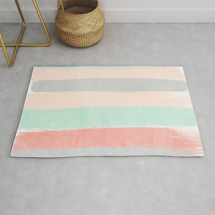 Stripes Hand Painted Abstract Minimal Nursery Decor Gender Neutral Palette Rug By Charlottewinter