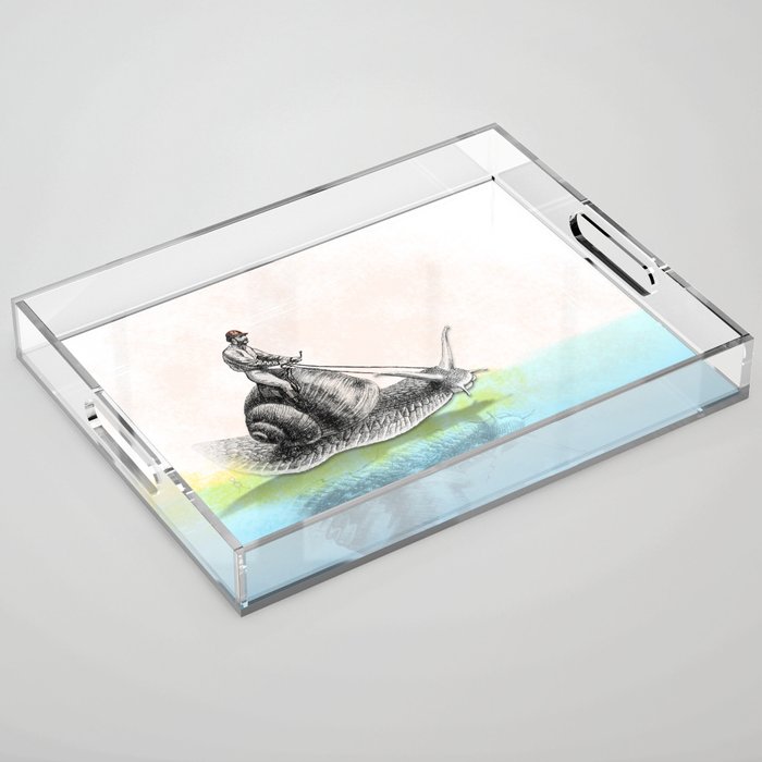 Snail Trail by the Pond Acrylic Tray