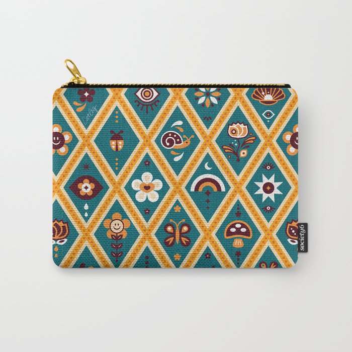 Retro Charms – Orange & Turquoise Carry-All Pouch