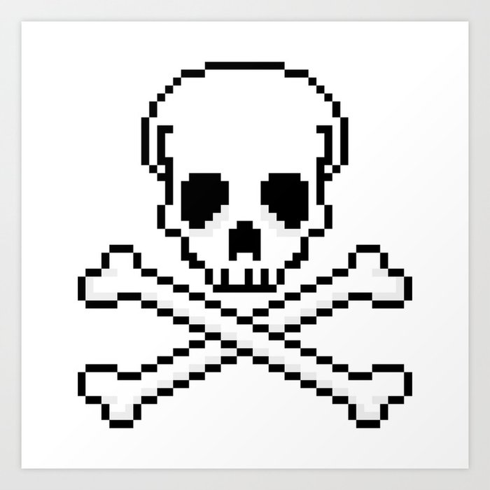 Pixel Skull And Crossbones. Art Print by Rory-Mackenzie