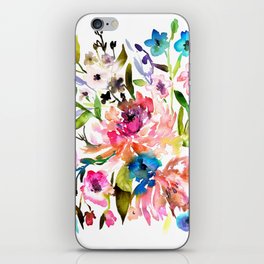 WATERCOLOUR PEONY AND ROSES iPhone Skin