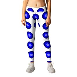 Bullseye -- Blue Leggings | Bulls Eye, Polkadot, Azure, Pop Art, Sphere, Dot, Sapphire, Cobalt, Circle, Pattern 