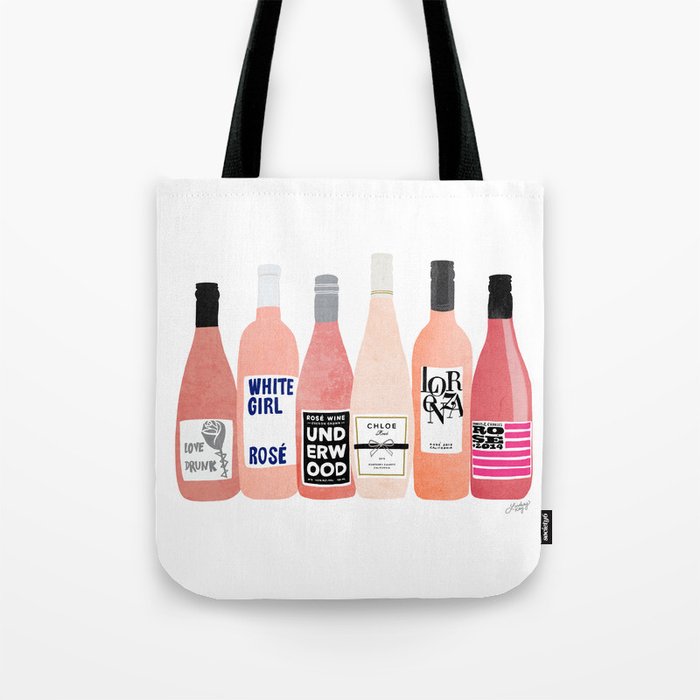 Rose Wine Bottles Tote Bag