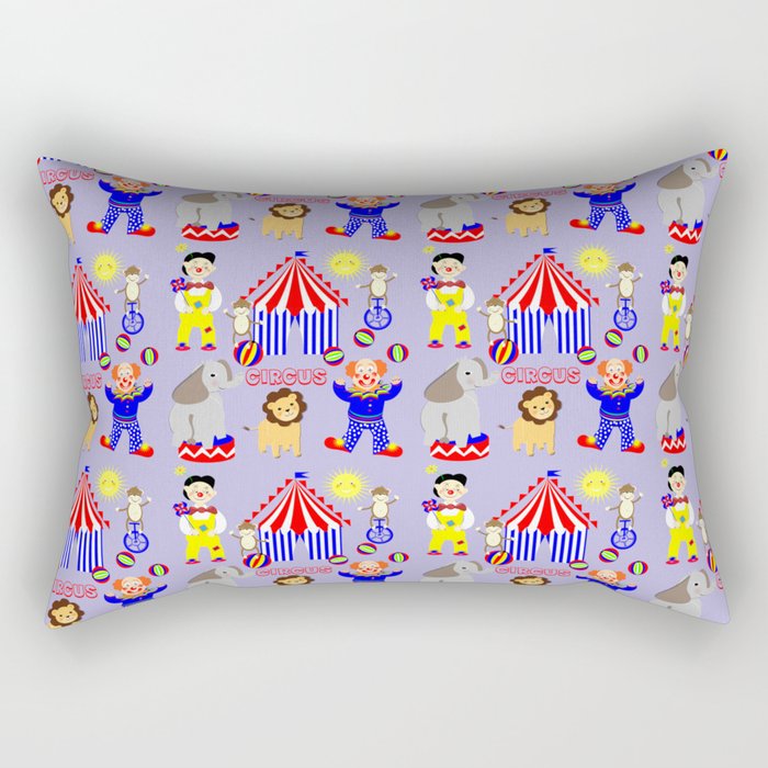 Circus Clowns And Cartoon Animals Kids Cute Nursery Design Rectangular Pillow