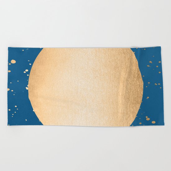 Paint Spatter Sun - Orange Sherbet Shimmer on Saltwater Taffy Teal Beach Towel
