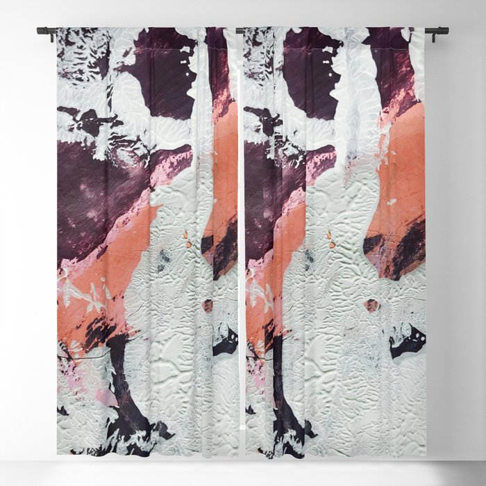 Taboo: a vibrant, abstract, mixed-media piece in purple, orange, and light blue Blackout Curtain