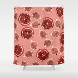 Figs - Pomegranate - coral Shower Curtain