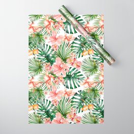Tropical Jungle Hibiscus Flowers - Floral Wrapping Paper