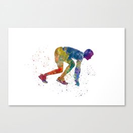 Athlete runner in watercolor Canvas Print