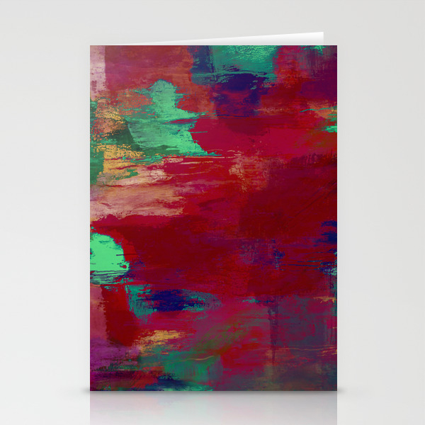 Crimson Overflow Abstract Red Crimson Green Purple Oil