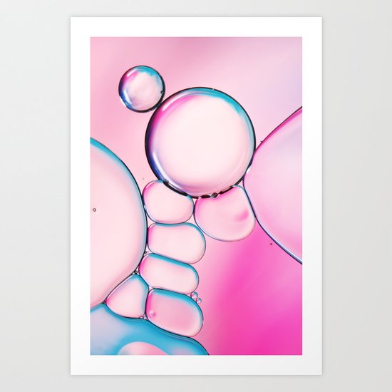 Pink & Cyan Oil Abstract Art Print