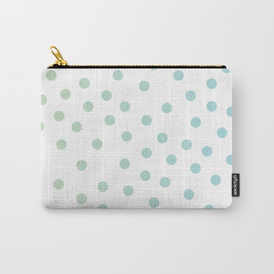 Simply Dots in Turquoise Green Blue Gradient on White Carry-All Pouch