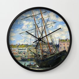 Boat Lying at Low Tide (1881) by Claude Monet Wall Clock