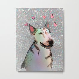 Glitter Bull Terrier Metal Print | Doglovers, Englishbulldog, Drawing, Glitter, Pastel, Dogportrait, Pop Art, Glitterhearts, Pattern, Terrierdog 