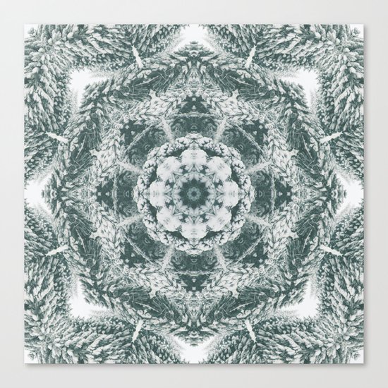 Winter snowy spruce forest mandala Canvas Print