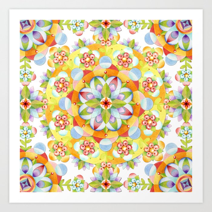 Flower Garden Mandala Art Print