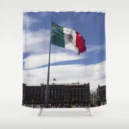 Mexico Photography - Mexican Flag Fluttering In The Wind Shower Curtain