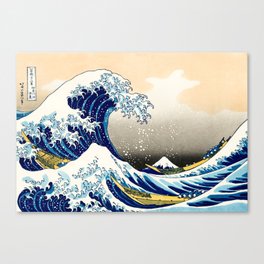 The Great Wave off Kanagawa by Hokusai Blue White Waves Crashing in the Sea Canvas Print