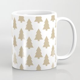 Christmas Tree Pattern in White and Dark Beige Slightly Desaturated Orange Coffee Mug