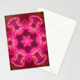 Psychedelic Kaleidoscope Flower Pink Red and Green Stationery Card