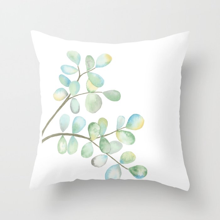 Watercolor Leaves Throw Pillow