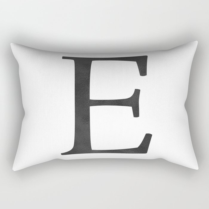 Letter E Initial Monogram Black and White Rectangular Pillow