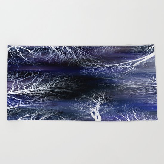 Abstract Midnight Trees Beach Towel