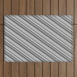 [ Thumbnail: Grey and Dim Grey Colored Pattern of Stripes Outdoor Rug ]
