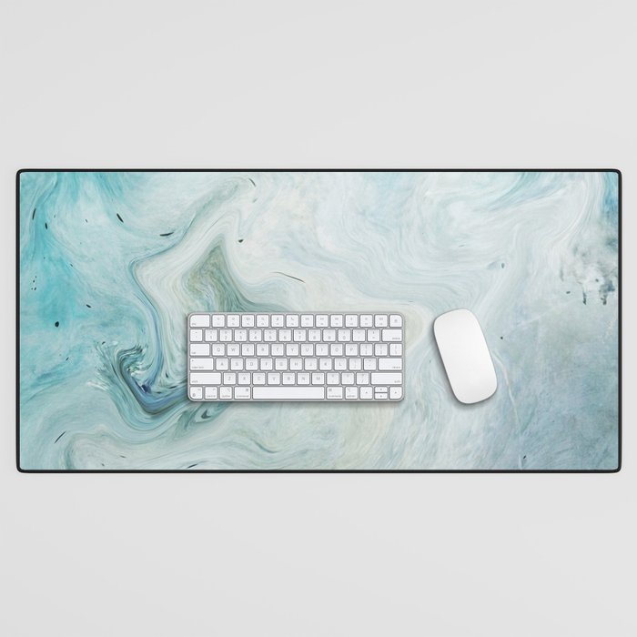 Sea Foam Marble Desk Mat by ArtCafe Society6