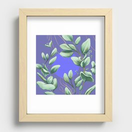 Midnight Wild Herb Garden Illustration Recessed Framed Print