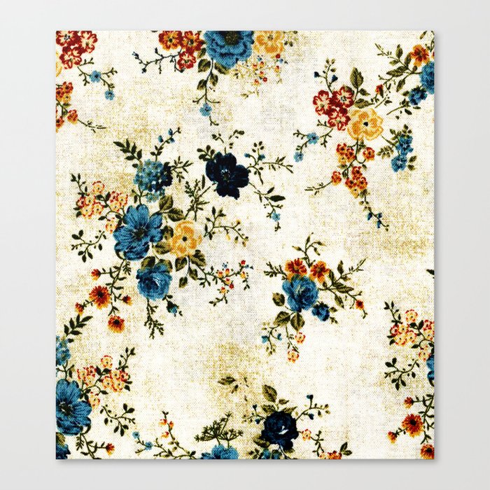 Granny's Bourgeois Burlap Beige Blossoms Canvas Print
