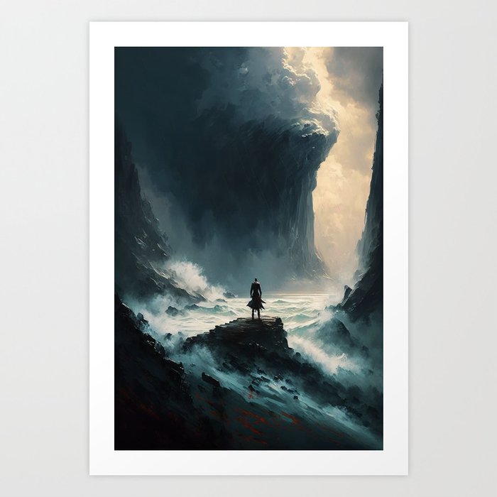Lonely Man Facing the Ocean Art Print