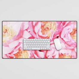 Flowers of pink lilac peonies close-up Desk Mat