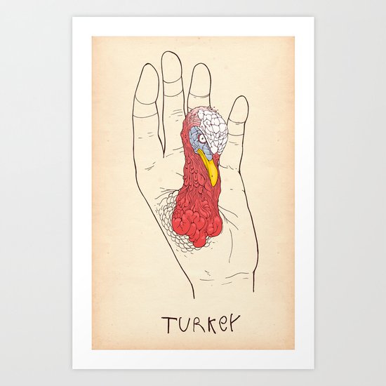 Hand turkey Art Print