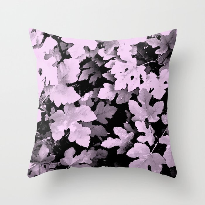 Fallen leaves,  purple, lilac, fall, autumn, leaves, pattern, leaf, botanical, xmas, christmas, spring, holidays, summer, tropical,  Throw Pillow
