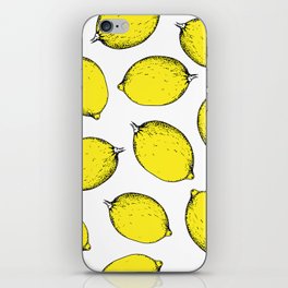 Yellow lemons. Pattern. Engraving iPhone Skin