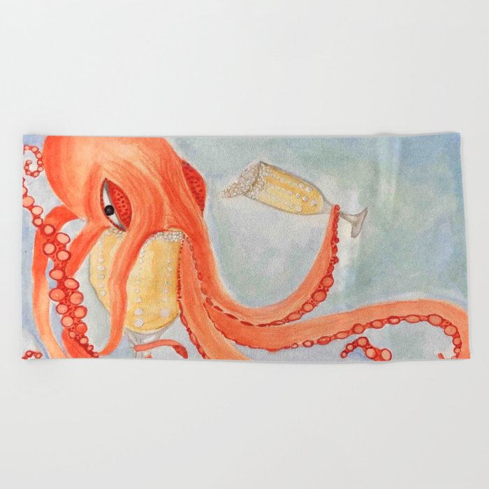 Drunk Octopus Beach Towel