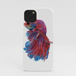 Ocean Theme- Red Blue Betta fish Watercolor Painting iPhone Case