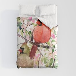 Cardinal Birds and Spring, cardinal bird design Comforter