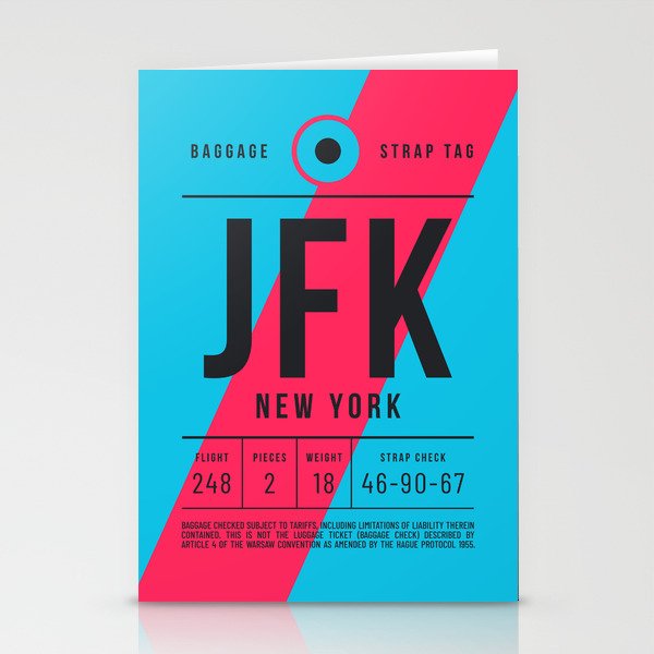 Luggage Tag E - JFK New York USA Stationery Cards