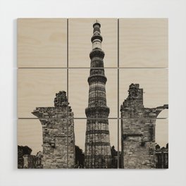 Qutub in Black and White Wood Wall Art