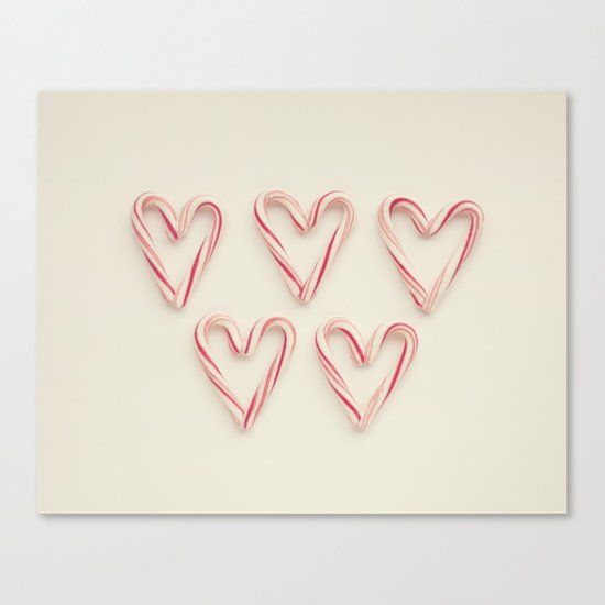 candy cane hearts Canvas Print
