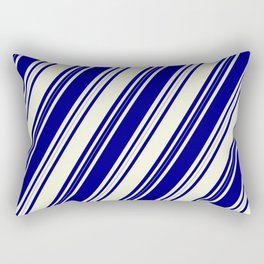 [ Thumbnail: Blue and Beige Colored Lines Pattern Rectangular Pillow ]